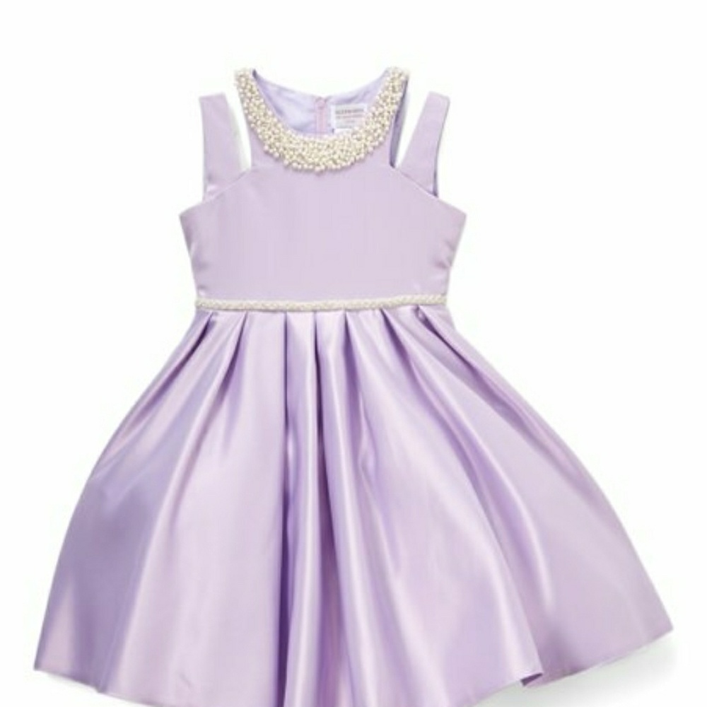 Lilac Pleated Cutout Dress - Girls